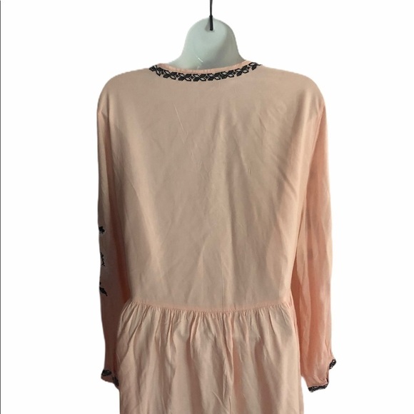 Venus BOHO Peasant Top Blouse Embroidered Size L Peach Lightweight Free Spirit - Picture 2 of 8
